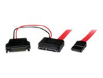 0.5m Slimline SATA Female to SATA with SATA Power Cable Adapter (SLSATAF50CMS)